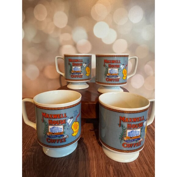 ☕️ Vintage 1970s Maxwell House Coffee Mugs – Set of 4 - Picture 1 of 9